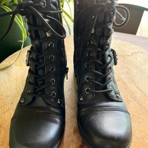 G by Guess Women's Combat/ Moto Black Boot Size 6